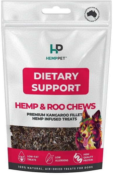 Hemp Pet Dietary Support Hemp & Roo Chews for Dogs G/F 100g