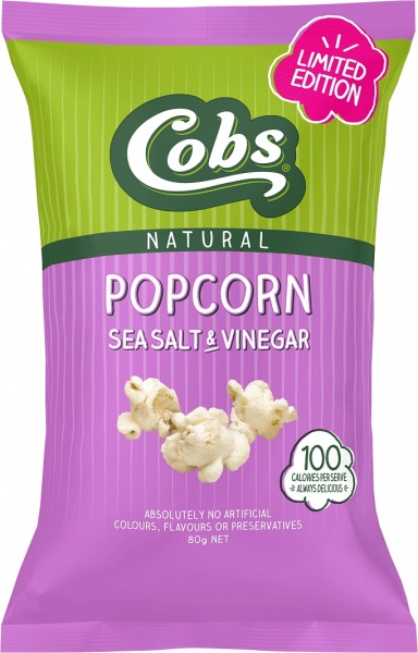 Cobs Natural Popcorn Salt & Vinegar G/F 12x80g