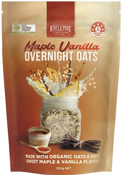 Kialla Organic Overnight Oats Maple Vanilla Pouch 300g