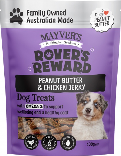 Mayvers Rovers Reward Peanut Butter & Chicken Jerky 100g